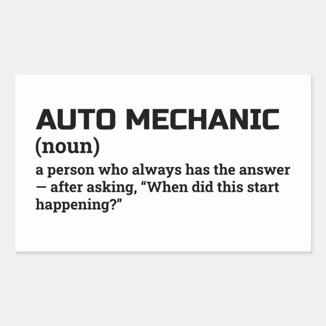 Auto Mechanic Definition Humor Rectangular Sticker (Front)