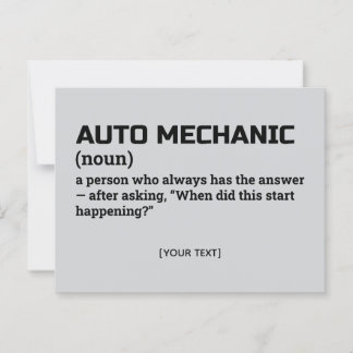 Auto Mechanic Definition – Office Humor Postcard