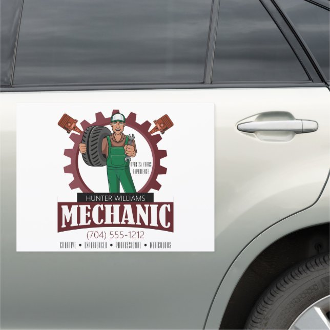 Auto Mechanic Engineer Repair Business Advertising Car Magnet (In Situ)
