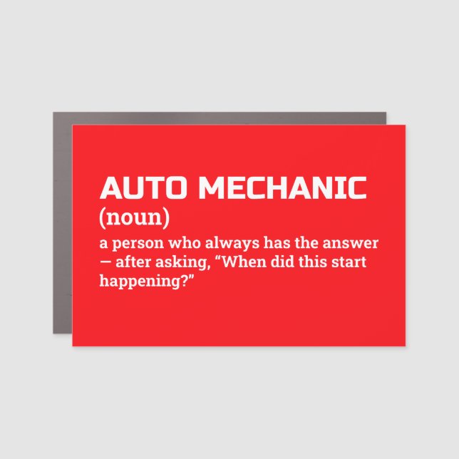 Auto Mechanic Funny Job Definition Car Magnet (Front)
