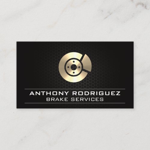 Auto Mechanic  Gold Rotor Icon Business Card