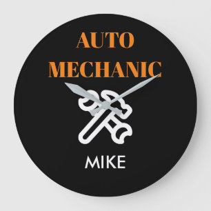 Auto Mechanic Man Cave Large Clock