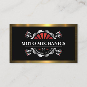 Auto Mechanic Metallic Gear Pistons Business Card