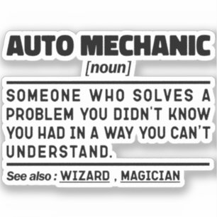 Auto Mechanic Noun Definition Repairman Dad Sticker