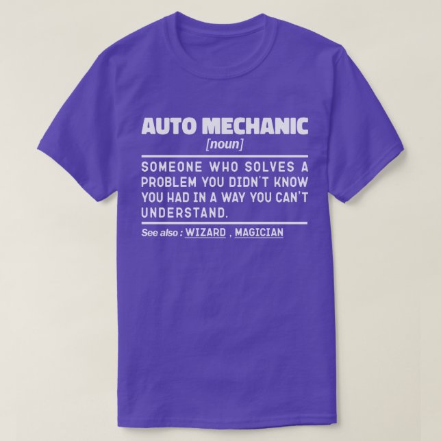 Auto Mechanic Noun Definition Repairman Dad T-Shirt (Design Front)