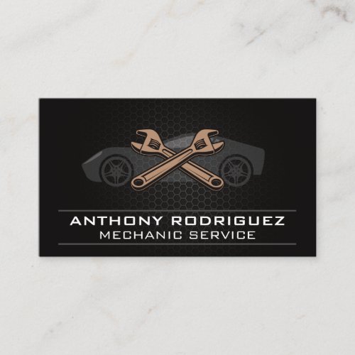 Auto Mechanic  Sports Car Wrenches Icon Business Card