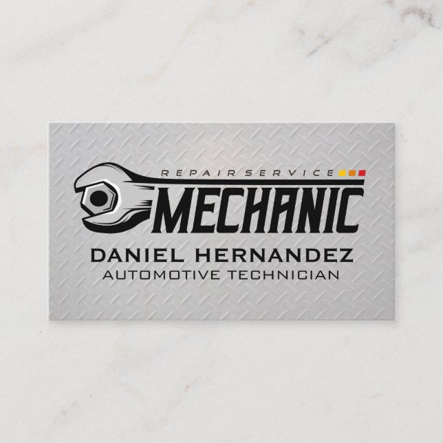 Auto Motive Wrench Logo | Mechanic  Business Card (Front)