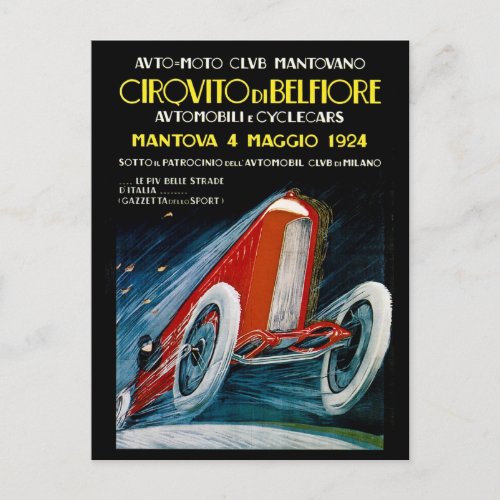 Auto Moto Club Mantovano Retro 1924 Postcard