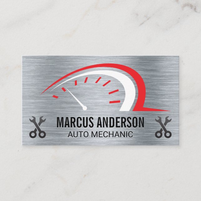 Auto Odometer Gauge | Wrenches Business Card (Front)