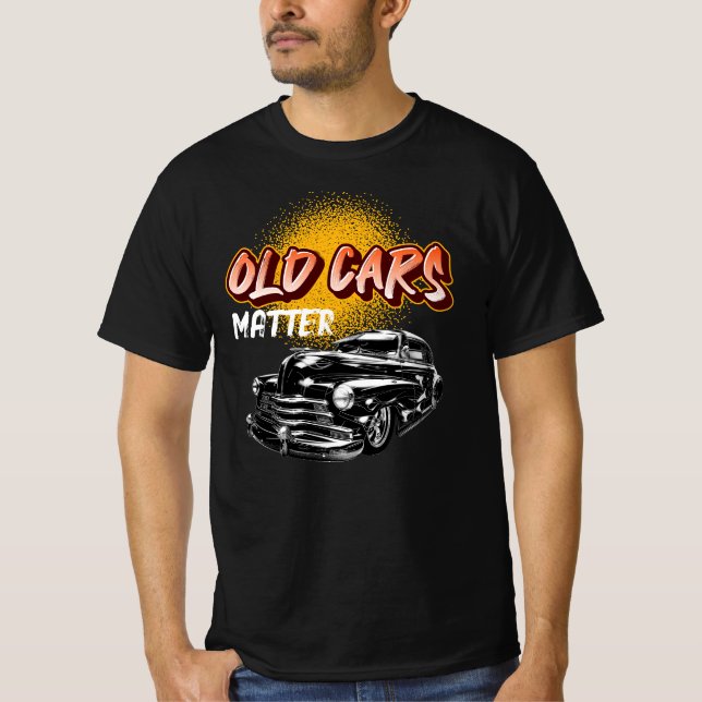 Auto Old Cars Matter Fun Low Rider Graphic Gold T-Shirt (Front)