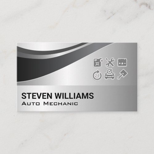 Auto Parts and Services  Metallic Background Business Card