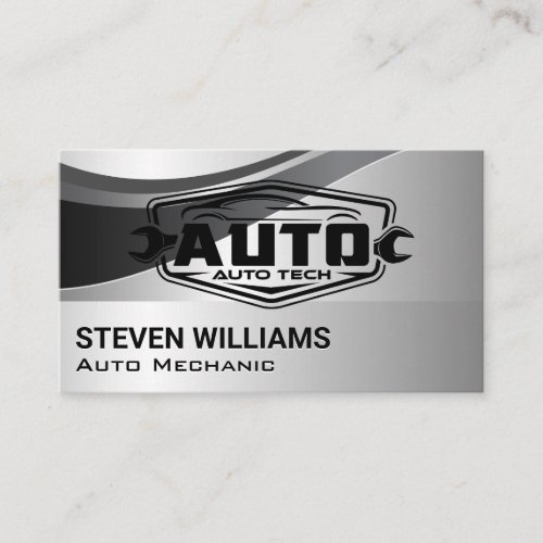 Auto Parts | Car Repair Services | Metallic Silver Business Card