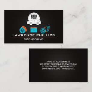 Auto Parts Carbon Fiber Pattern   Auto Service Log Business Card