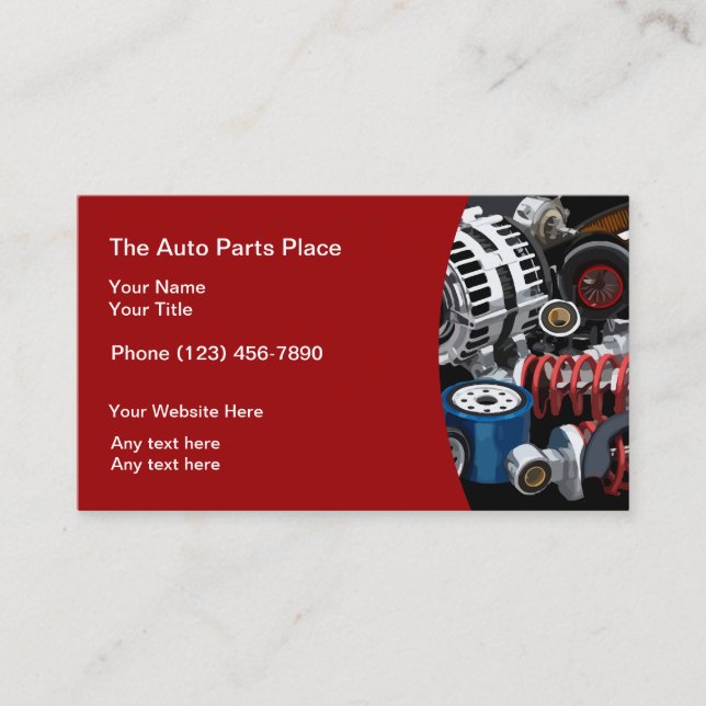 Auto Parts Modern Cool Business Cards (Front)