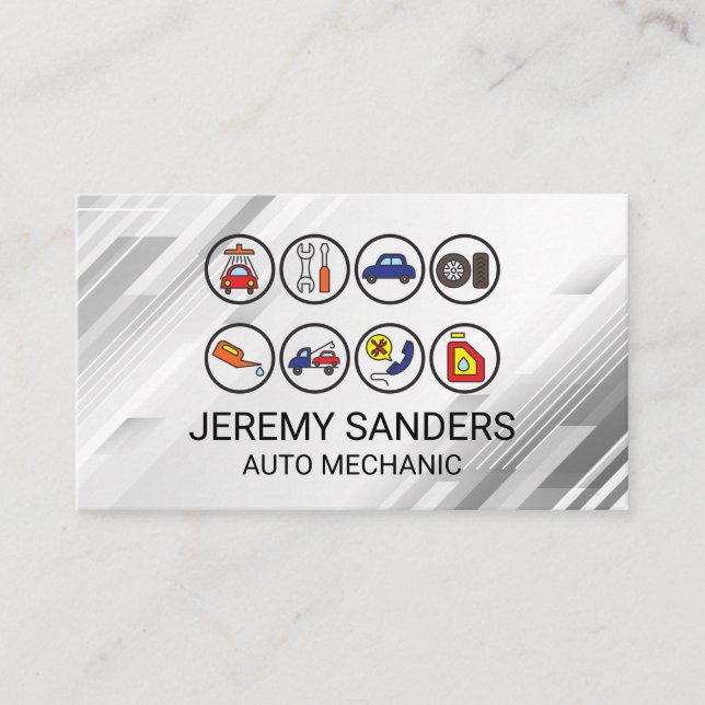 Auto Parts Services Icon  Business Card (Front)
