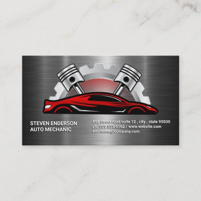 Auto Parts Services | Mechanic Tech Business Card (Front)