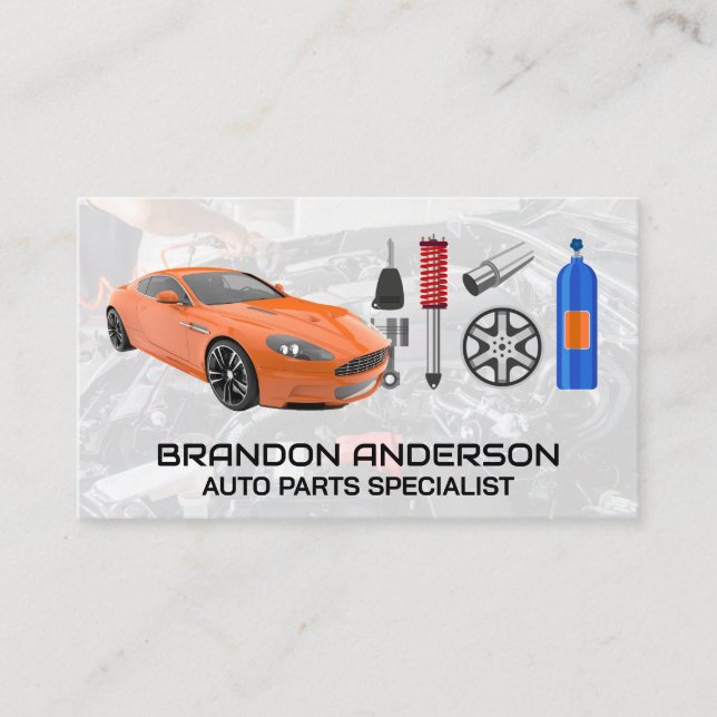 Auto Parts | Sports Cars | Mechanic Business Card (Front)