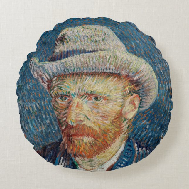 Auto portrait Van Gogh Round Pillow (Front)