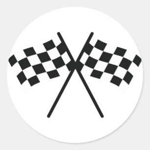auto racing checker flag classic round sticker