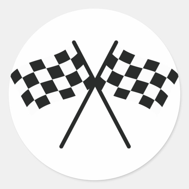 auto racing checker flag classic round sticker (Front)
