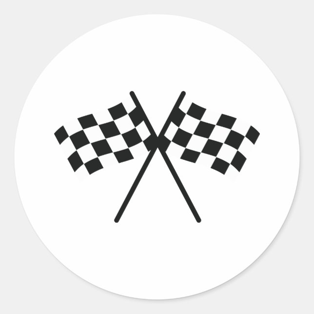 auto racing checker flag classic round sticker (Front)