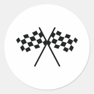auto racing checker flag classic round sticker