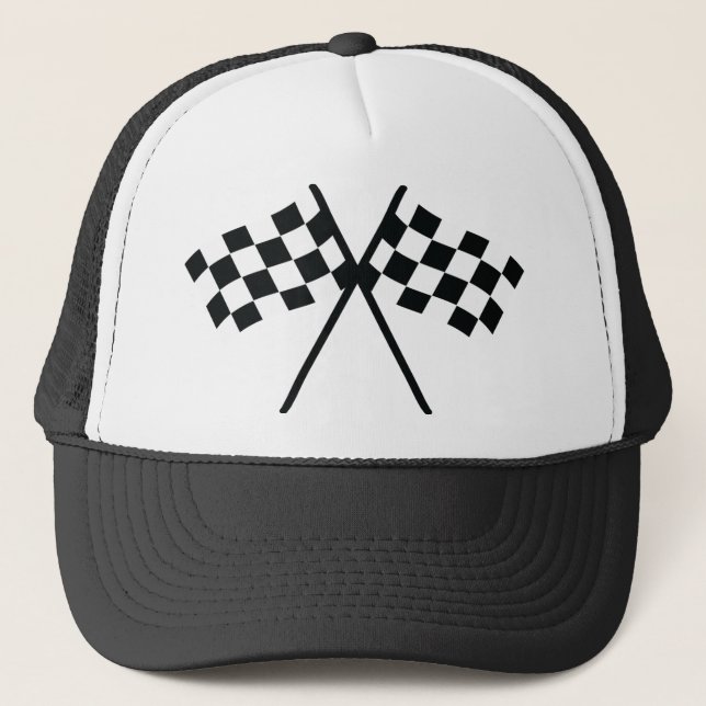 auto racing checker flag trucker hat (Front)