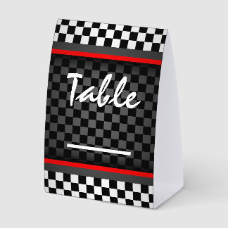 Auto Racing Checkered Design Tent Paper Table Sign
