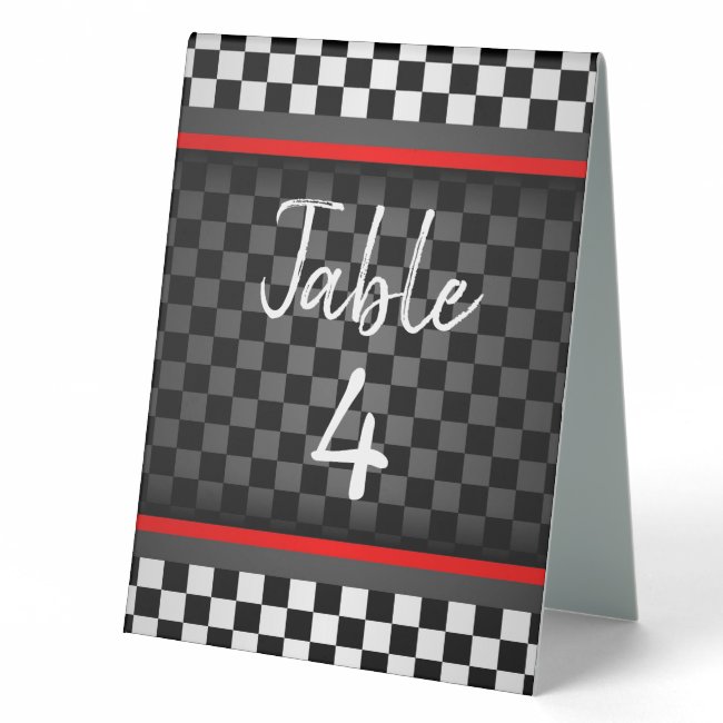 Auto Racing Checkered Design Tent Table Sign