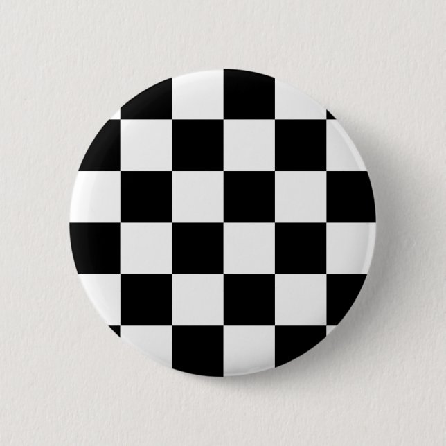 Auto Racing Chequered  Checkered Flag Pinback Button (Front)