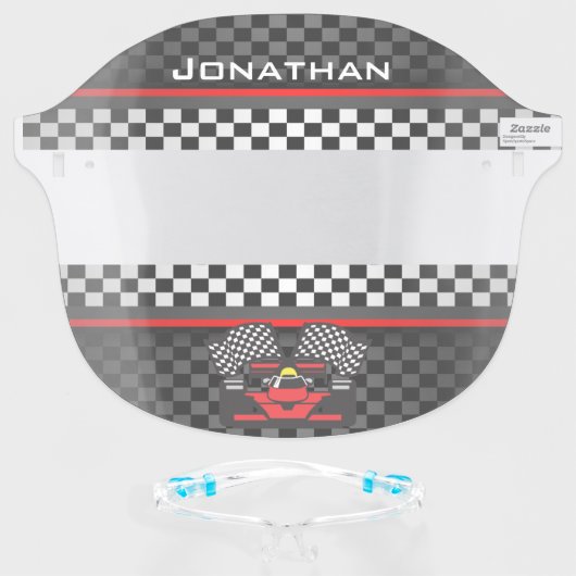 Auto Racing Design Face Shield (Front w/Glasses)