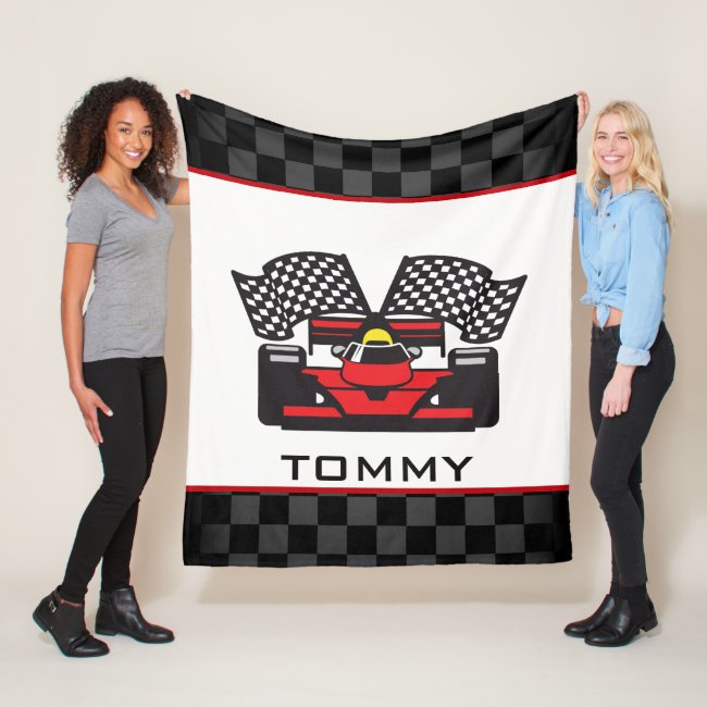 Auto Racing Design Fleece Blanket