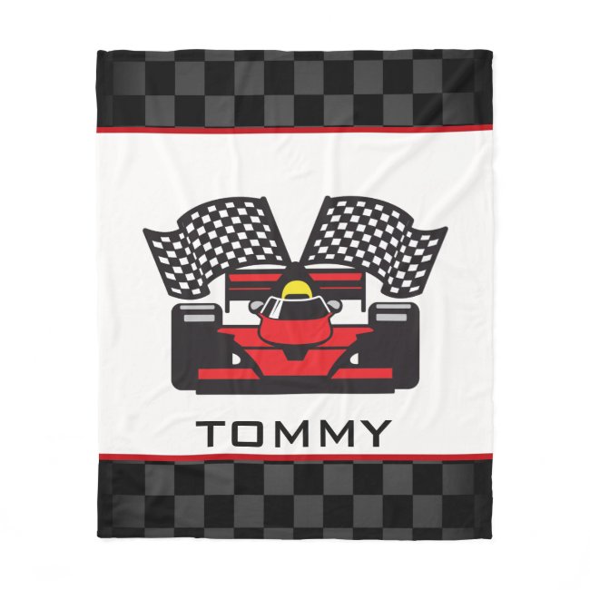 Auto Racing Design Fleece Blanket