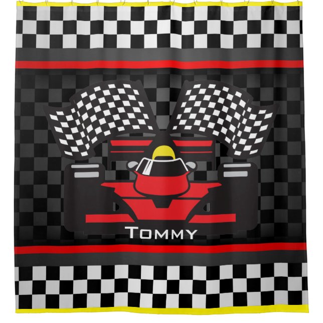 Auto Racing Design Shower Curtain (Front)