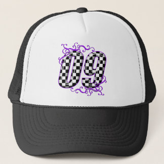auto racing number 09 purple trucker hat