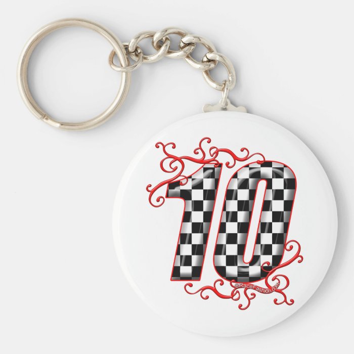 auto racing number 10 key chain