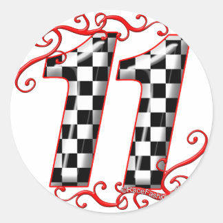 auto racing number 11 classic round sticker