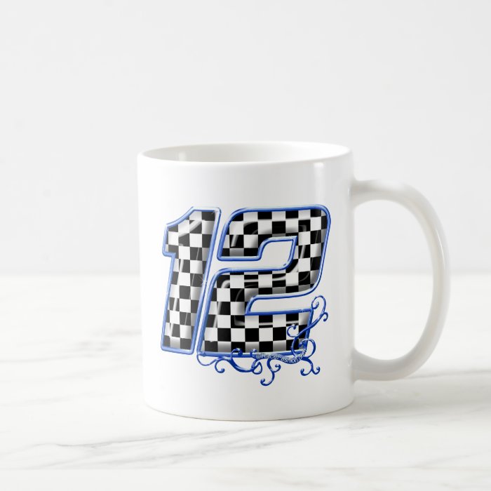 auto racing number 12 blue coffee mug