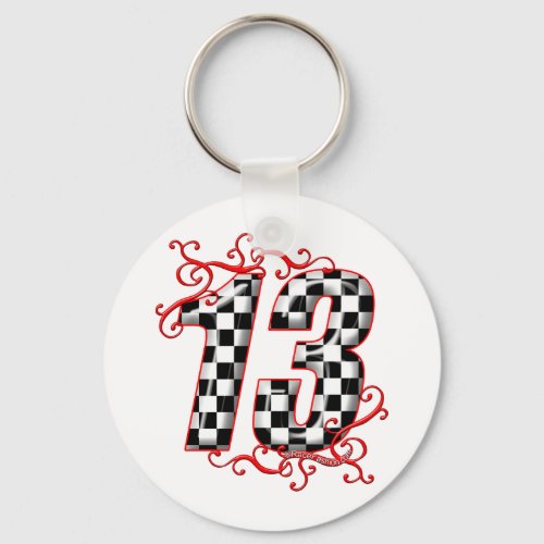 auto racing number 13 keychain