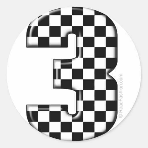 auto racing number 3 classic round sticker | Zazzle