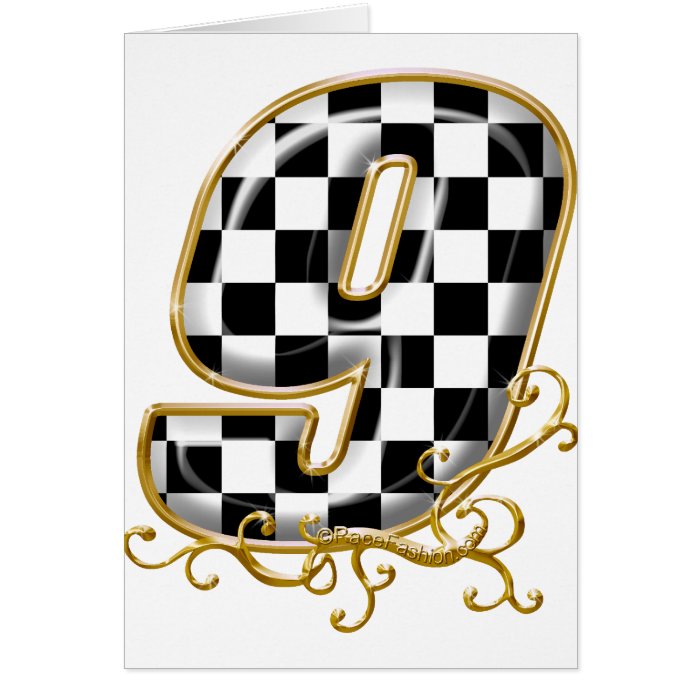 auto racing number 9 greeting card