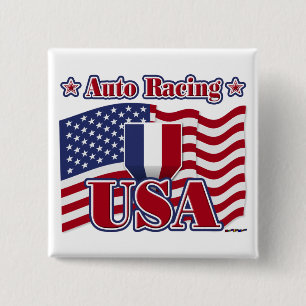 Auto Racing USA Pinback Button