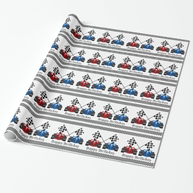 Auto Racing Wrapping Paper (Unrolled)