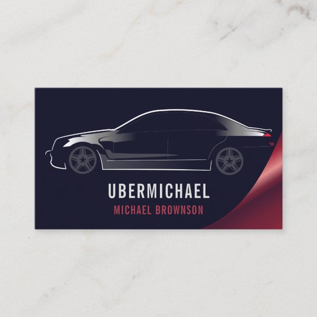 Auto Rent car Navy Red Luxury Driver Formal Business Card