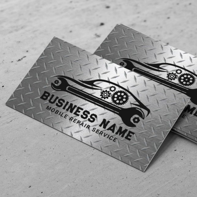 Auto Repair Automotive Mobile Mechanic Metal Business Card (Creator Uploaded)