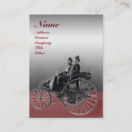 Customizable AUTO REPAIR- AUTOMOTIVE MONOGRAM ,CHROME METAL red Business Card