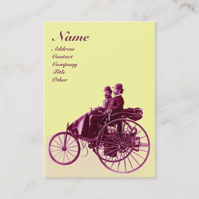 AUTO REPAIR AUTOMOTIVE MONOGRAM purple cream Business Card (Front)