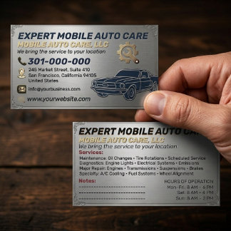 Auto Repair & Car AC Specialist Metal Aluminum Bu Business Card