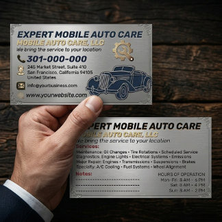 Auto Repair & Car AC Specialist Metal Aluminum Bu Business Card