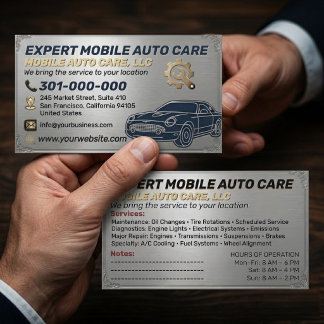 Auto Repair & Car AC Specialist Metal Aluminum Bu Business Card